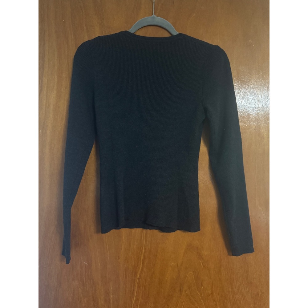 Quince Organic Cotton Cashmere Ribbed Cardigan Sweater Charcoal Gray Small - Picture 5 of 7